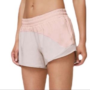 Lululemon Hottie Hot Asym Butter Pink Light Chrome Lined Running Shorts Size 10